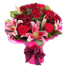 Roses, lilies and mixed flowers in...