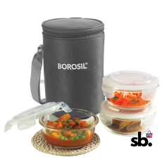 Glass Round Lunch Box/Tiffin Box